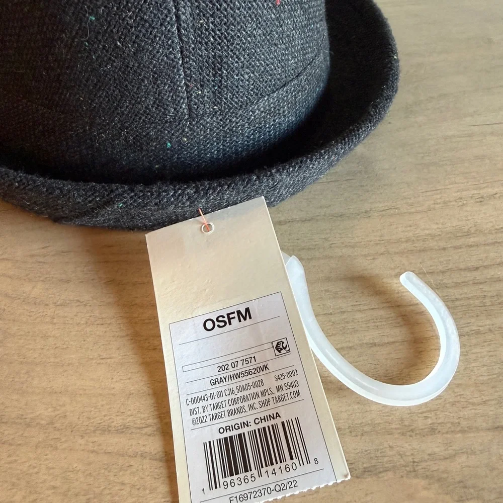 NWT Cat & Jack Boys Tweed Charcoal Gray/Black Fedora Hat, M